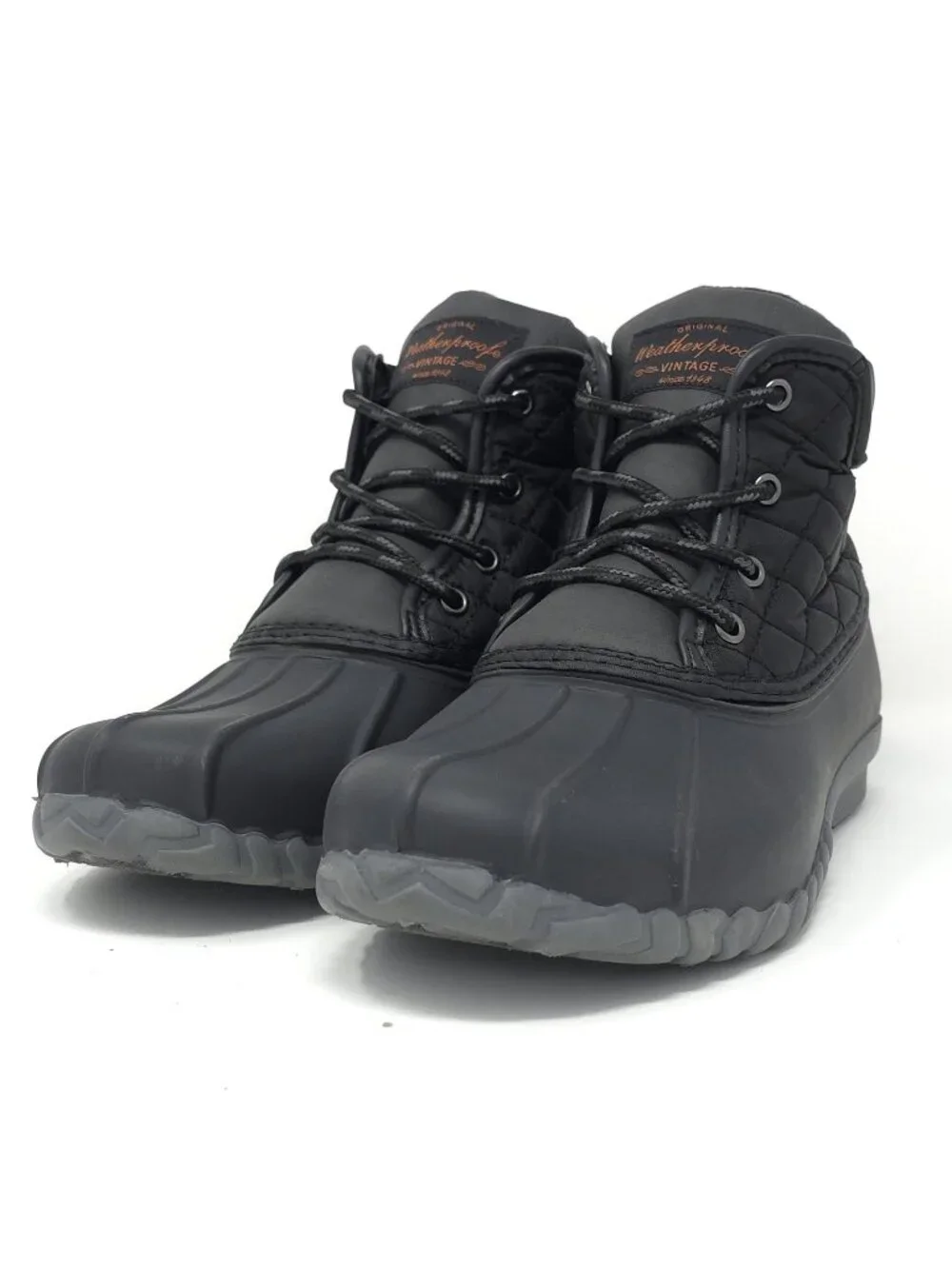 Weatherproof Vintage Aidan Black Duck Lace-Up Boots Water-Resistant US 8 M NIB